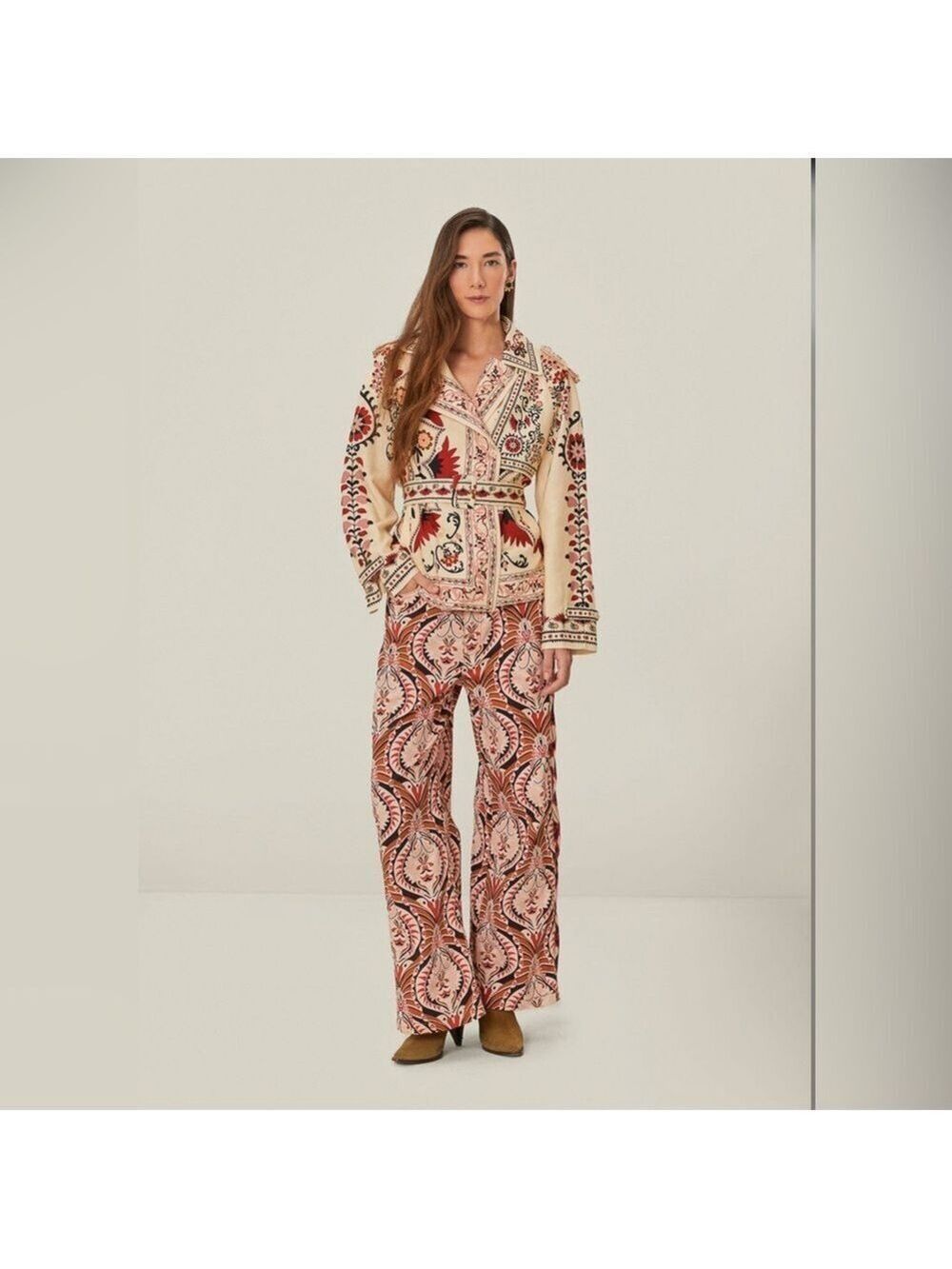 Farm Rio Cream Cashew Mandala Blazer